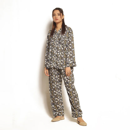 Sajiero Full Bloom Linen Pajama Suit