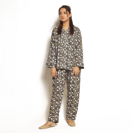 Sajiero Full Bloom Linen Pajama Suit