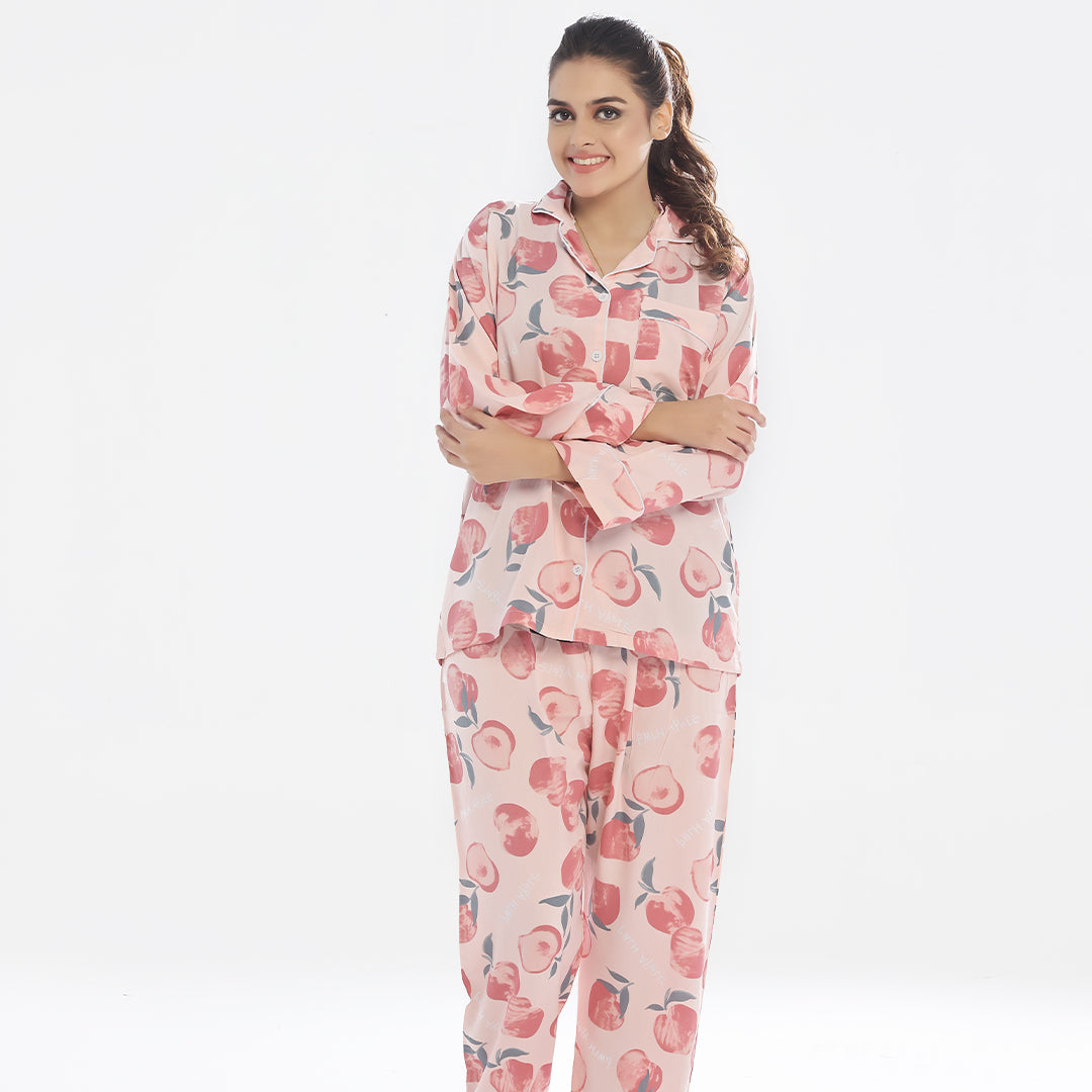 Sajiero Linen Pajama Suit - Crimson Grace