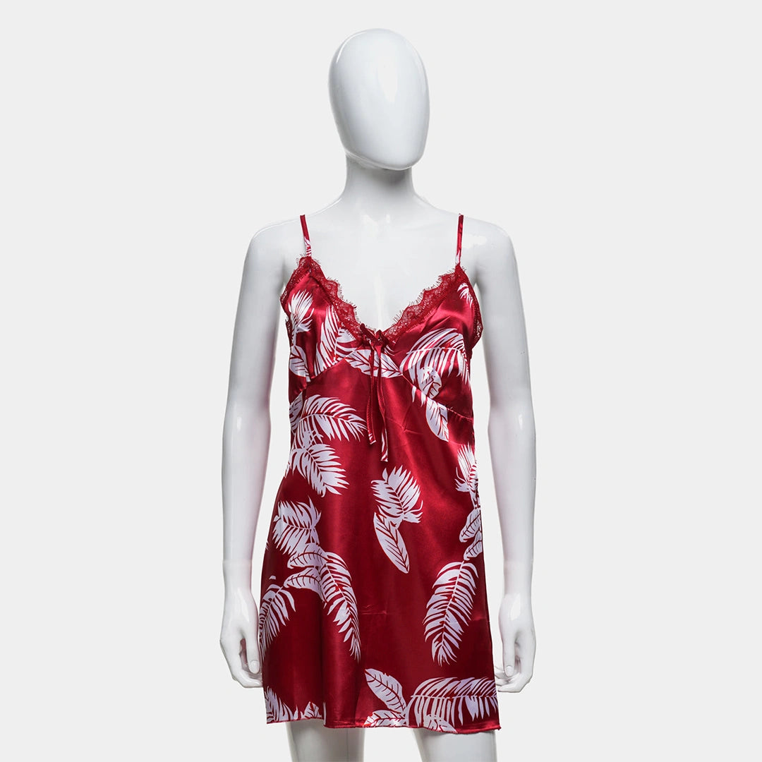 Sajiero Hawaiian Print Silk 2pcs Nightgown set