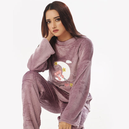 Sajiero Purple Moon Fleece Pajama Suit