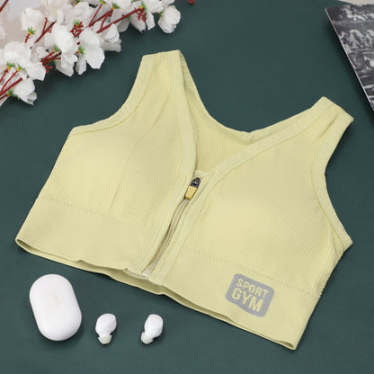 Sajiero Jean Zipper Pushup Sports Bra