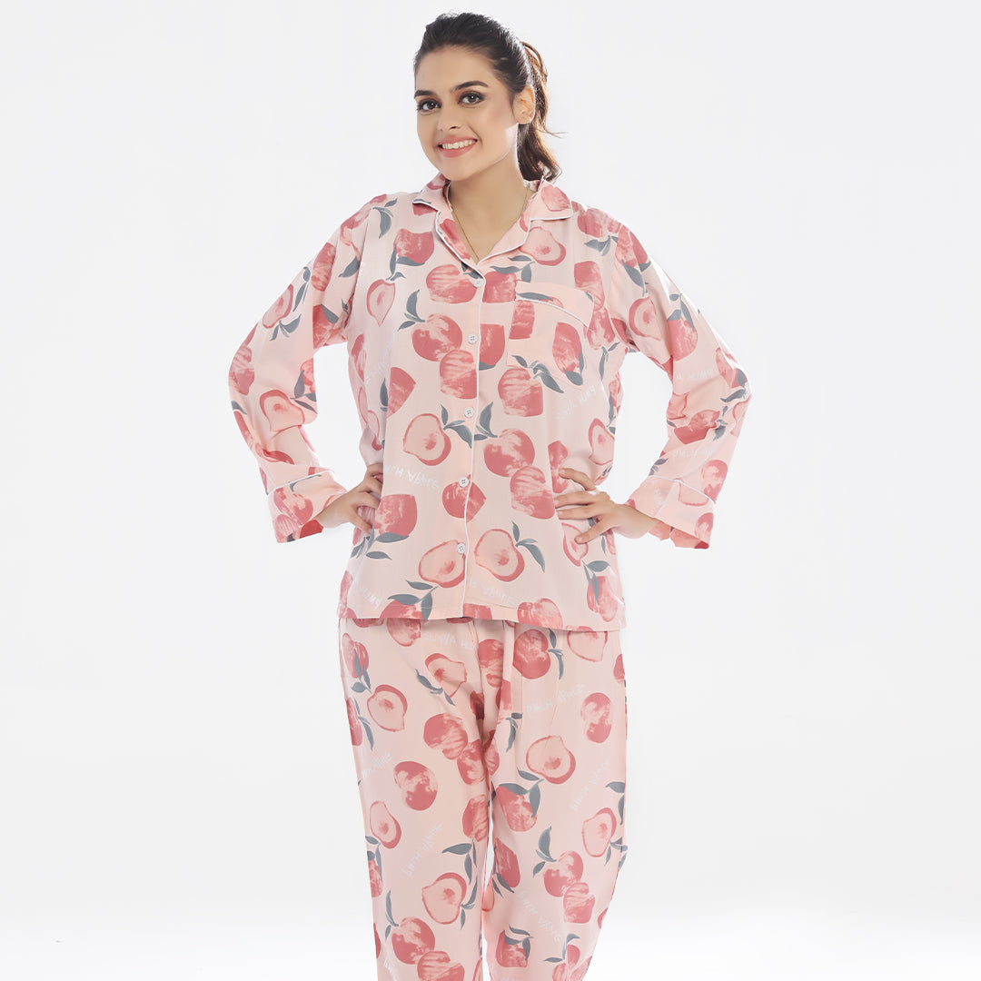 Sajiero Linen Pajama Suit - Crimson Grace