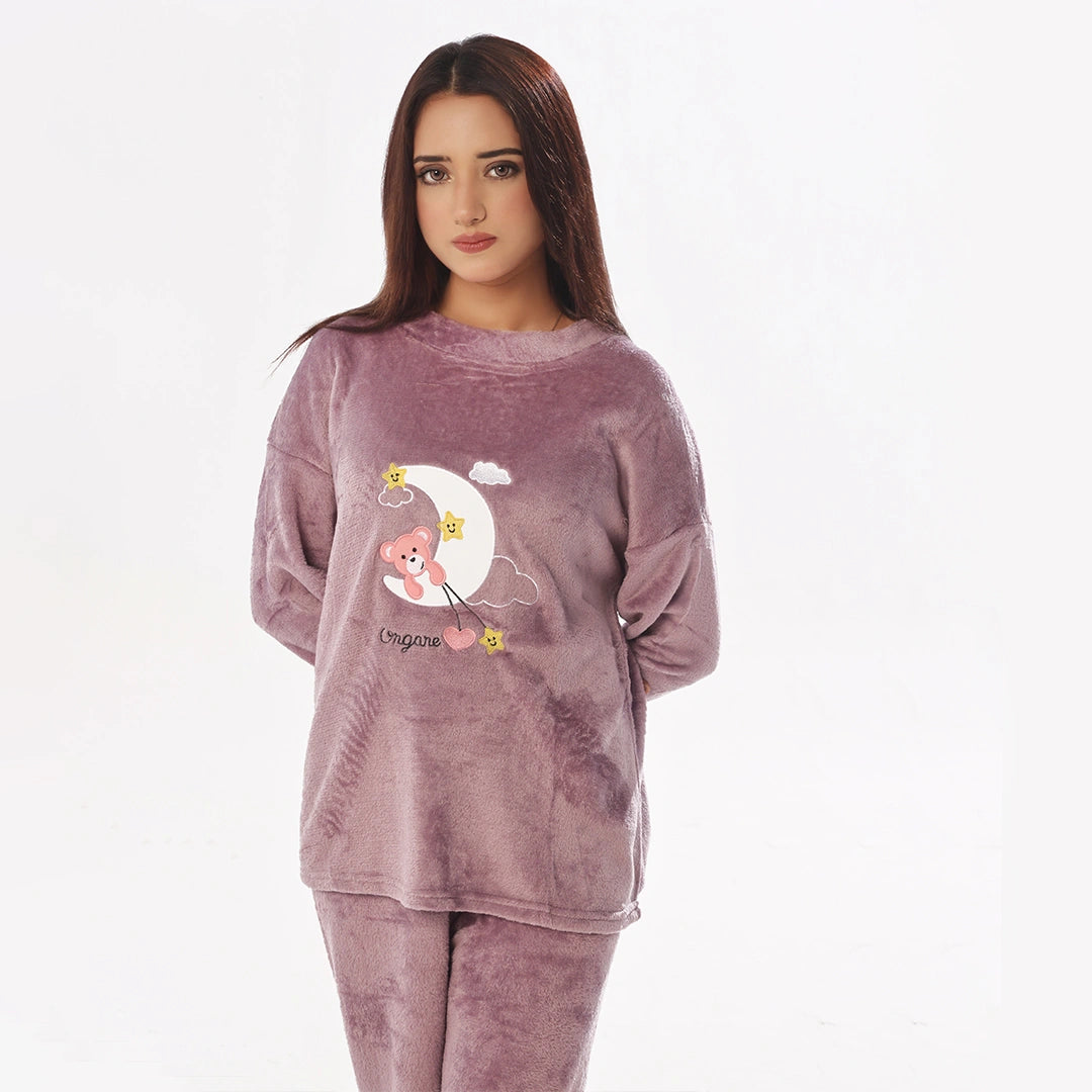 Sajiero Purple Moon Fleece Pajama Suit