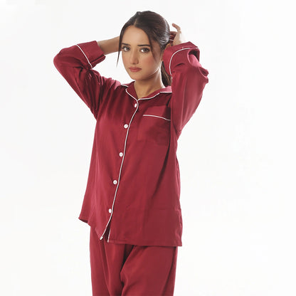 Sajiero Silk Pajama Suit - Pearl