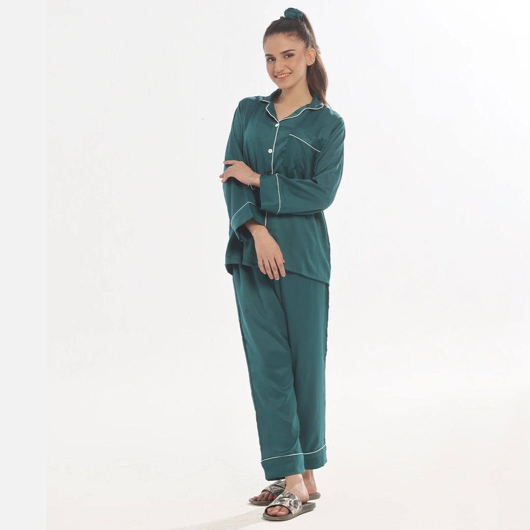 Sajiero Silk Pajama Suit - Pearl