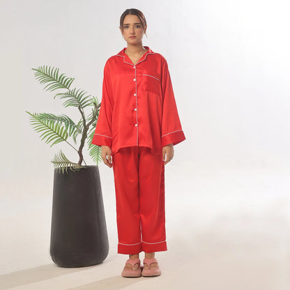 Sajiero Silk Pajama Suit - Pearl