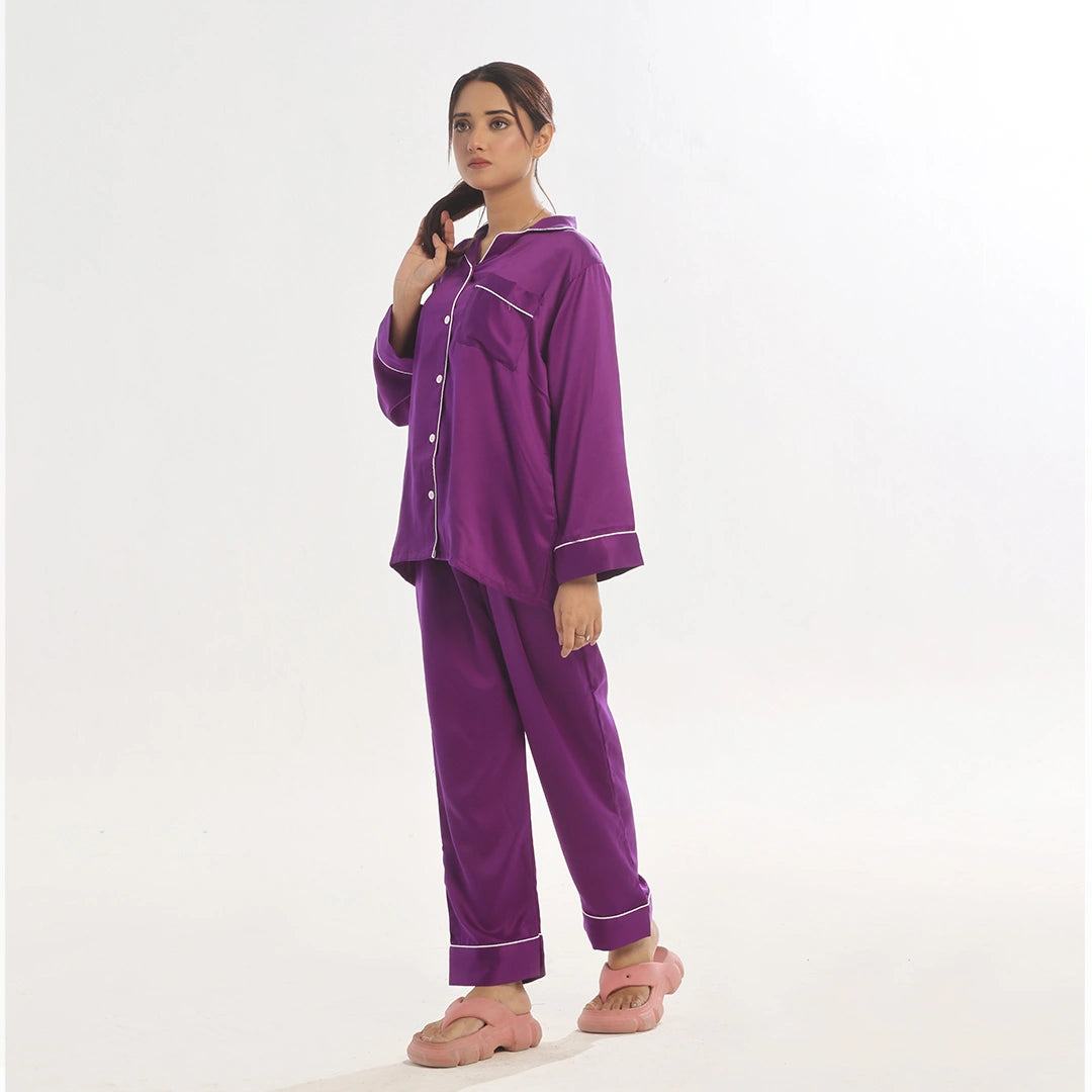 Sajiero Silk Pajama Suit - Pearl