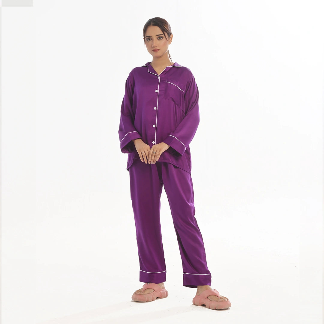 Sajiero Silk Pajama Suit - Pearl