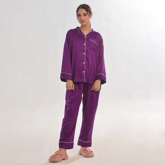 Sajiero Silk Pajama Suit - Pearl