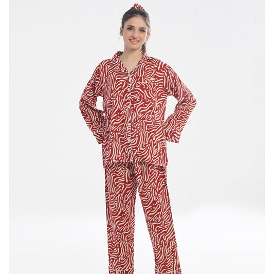 Sajiero Linen Pajama Suit - Flame Luxe