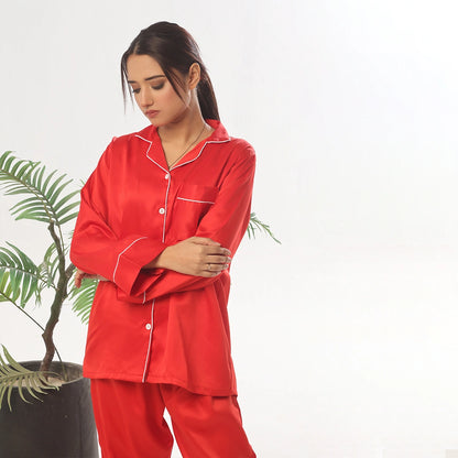 Sajiero Silk Pajama Suit - Pearl