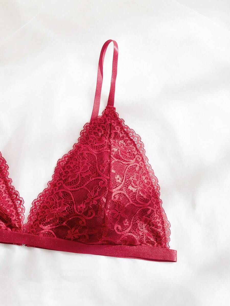 Sajiero Super Maroon Floral Embroidered Padded Bra and Panty Set