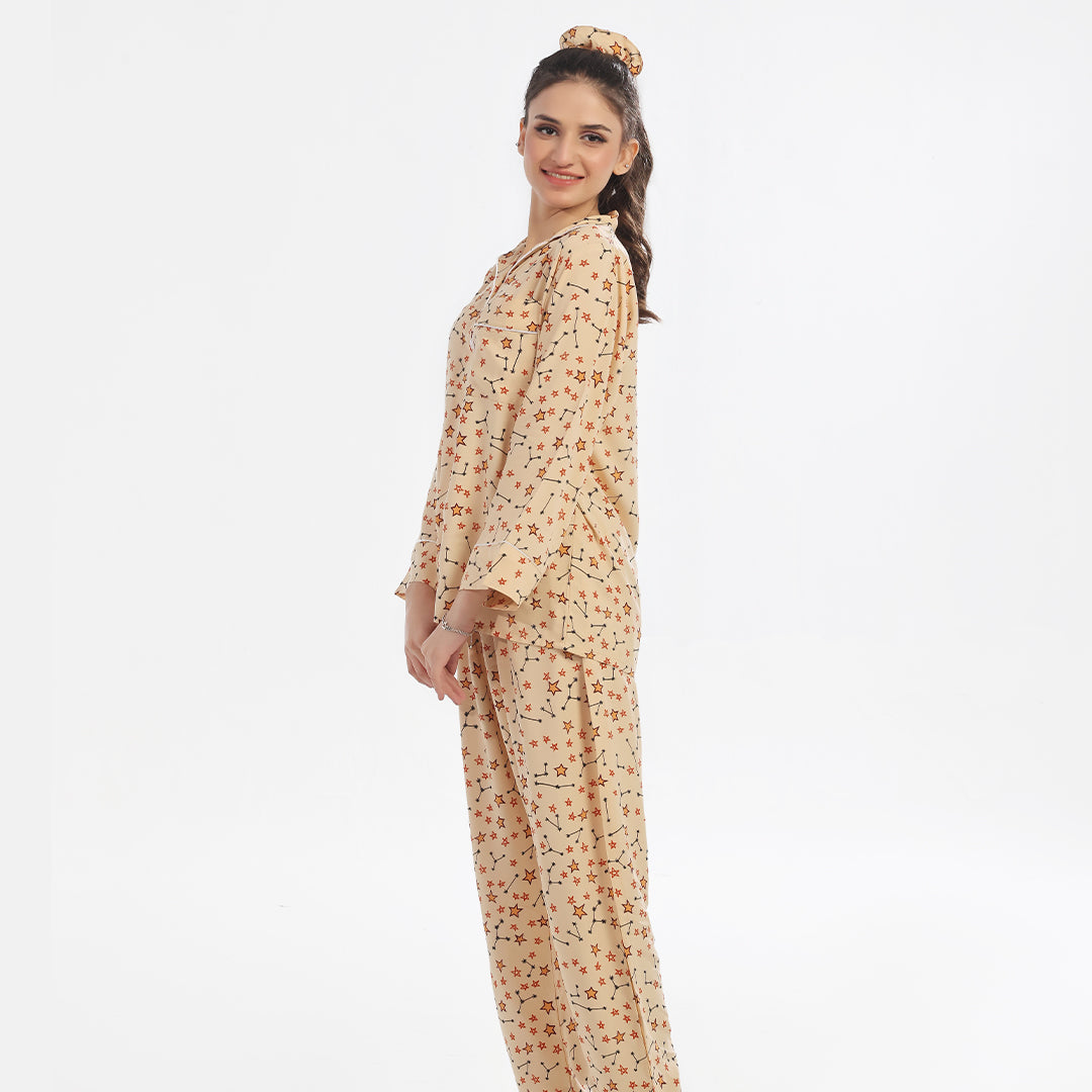 Sajiero Twinkle Night Linen Pajama Suit