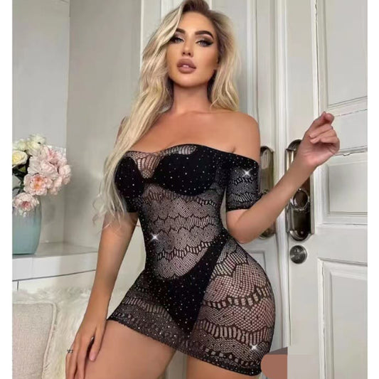 Sajiero Off Shoulder Half Body Stocking