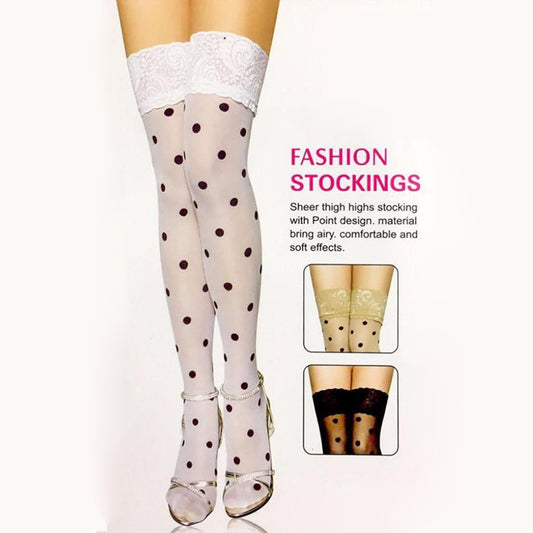 Sajiero Polka Dots Women Leg Stocking White