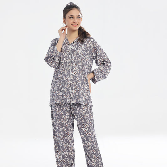 Sajiero Linen Pajama Suit - Grey Aura