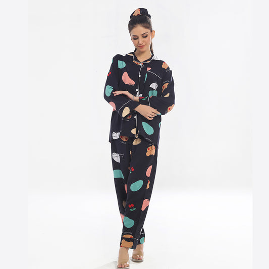 Sajiero Linen Pajama Suit - Abstract Nights