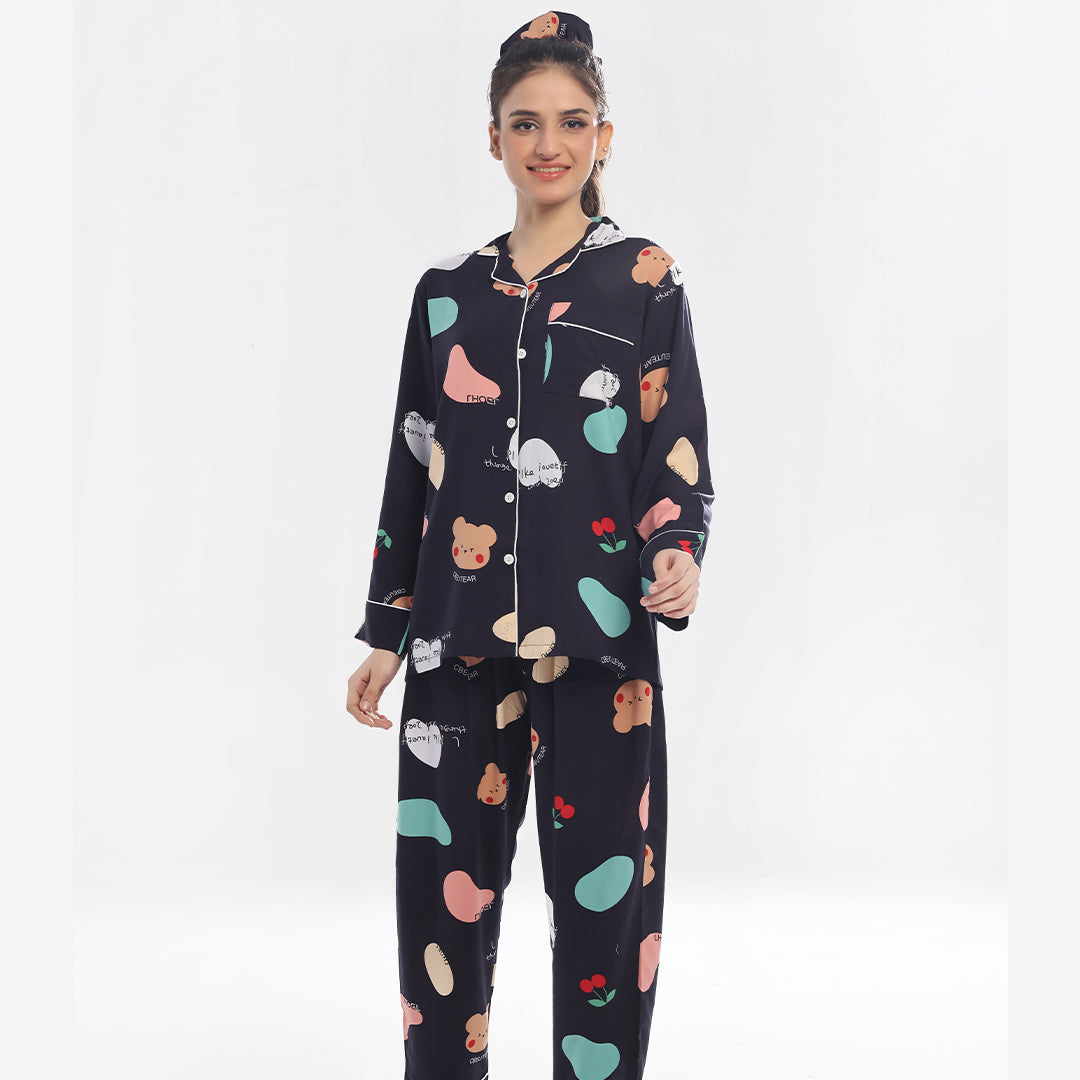 Sajiero Linen Pajama Suit - Abstract Nights