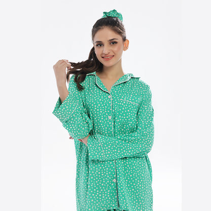 Sajiero Leafy Bloom Linen Pajama Suit