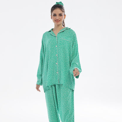 Sajiero Leafy Bloom Linen Pajama Suit