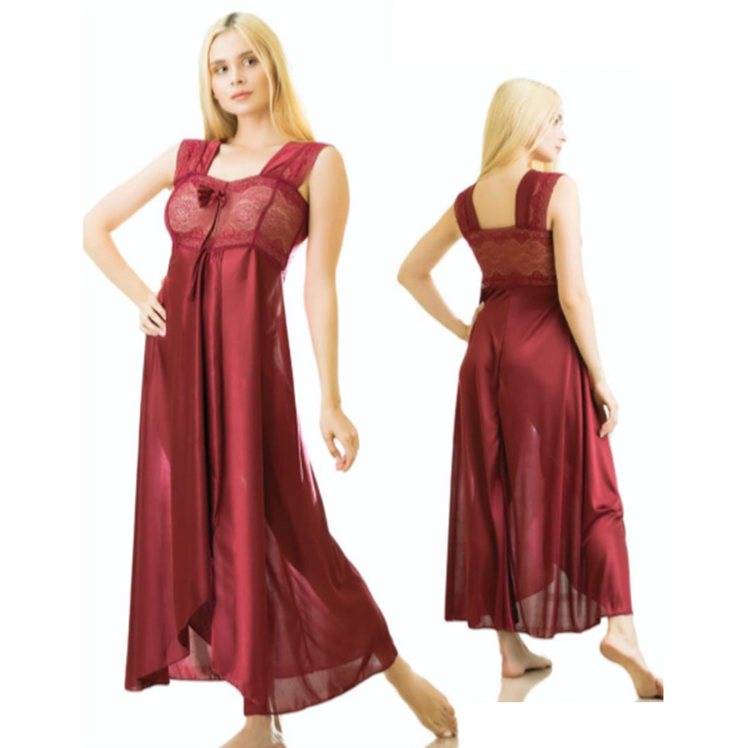 Sajiero Elegant 1 Piece Cross Cut Long Nightie (011)