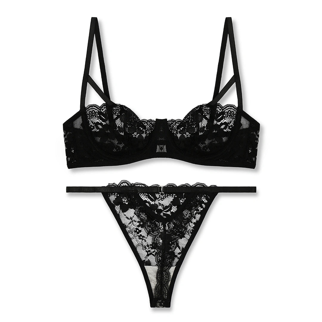 Sajiero Bra Set -  Black Lace Net