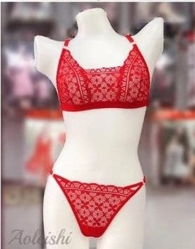 Sajiero Temple Flowers Embroidery Bikini sexy red color non padded br a price in pakistan