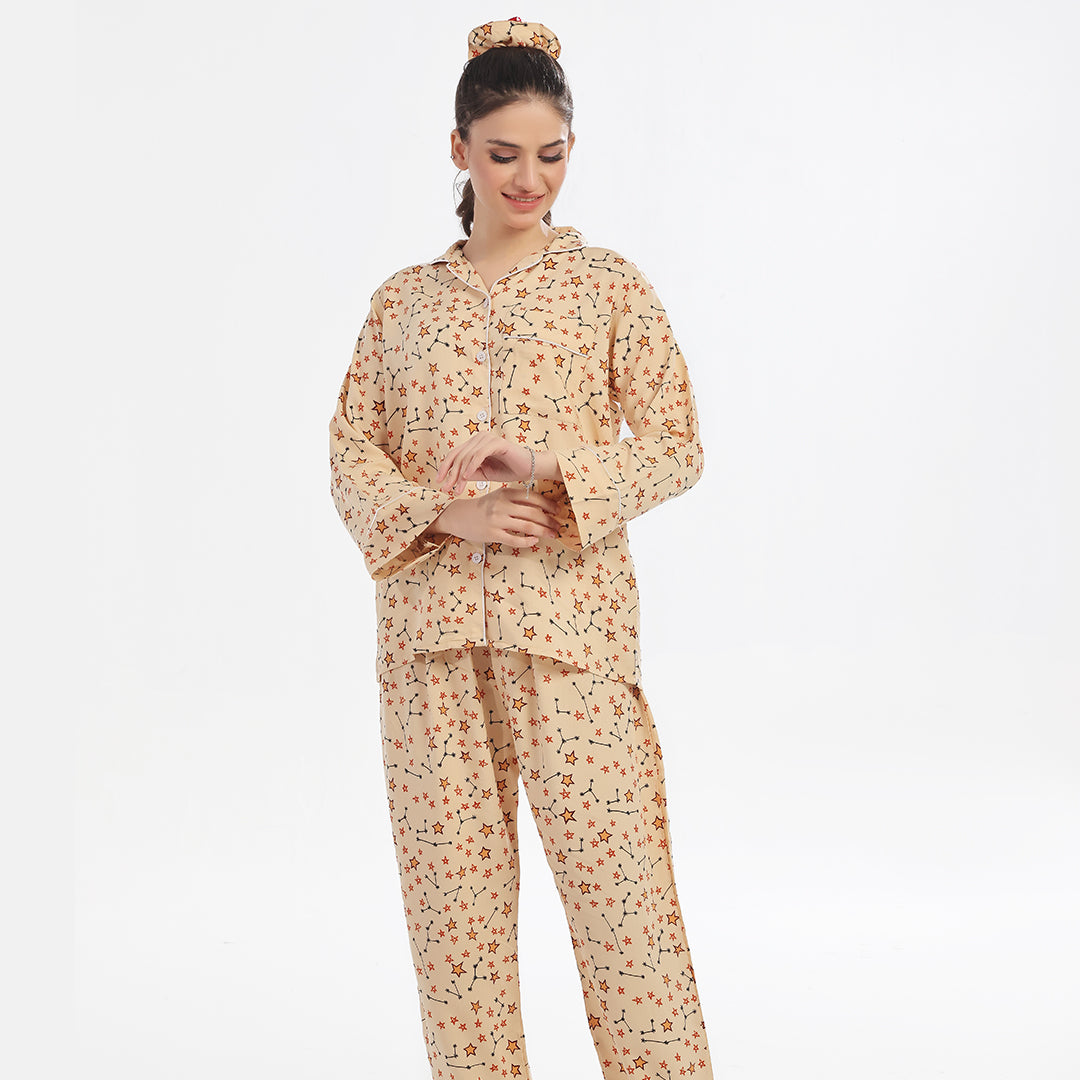 Sajiero Twinkle Night Linen Pajama Suit