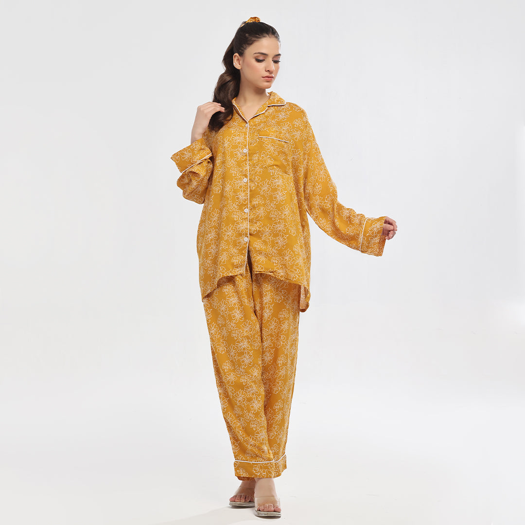 Sajiero Marigold Linen Pajama Suit