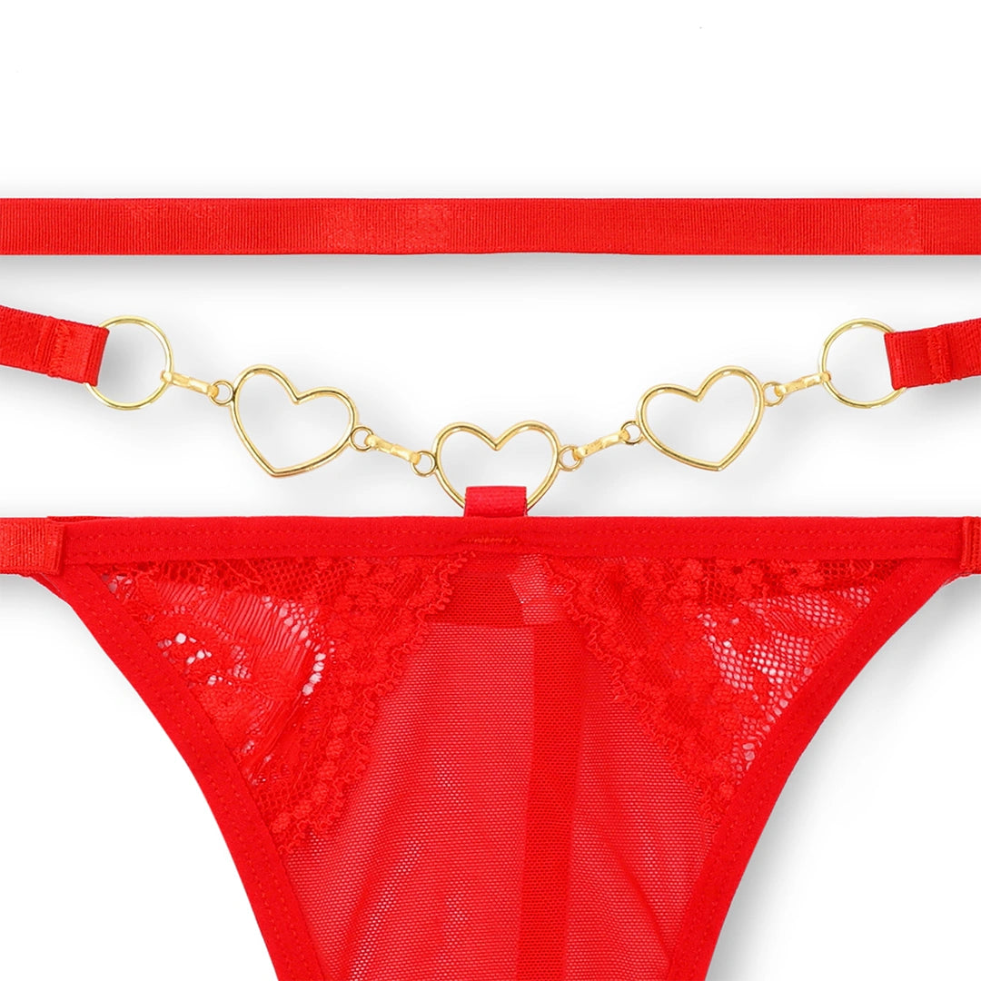 Sajiero Red Embroidered Non Padded Bra and Panty Set