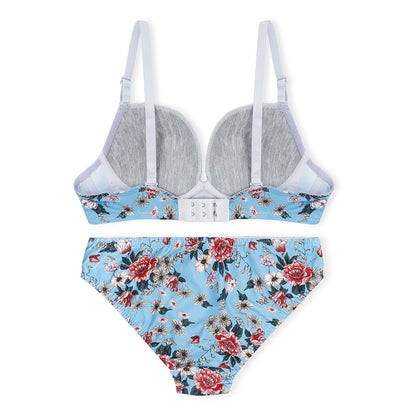 Sajiero Della Floral Padded Bra and Panty Set