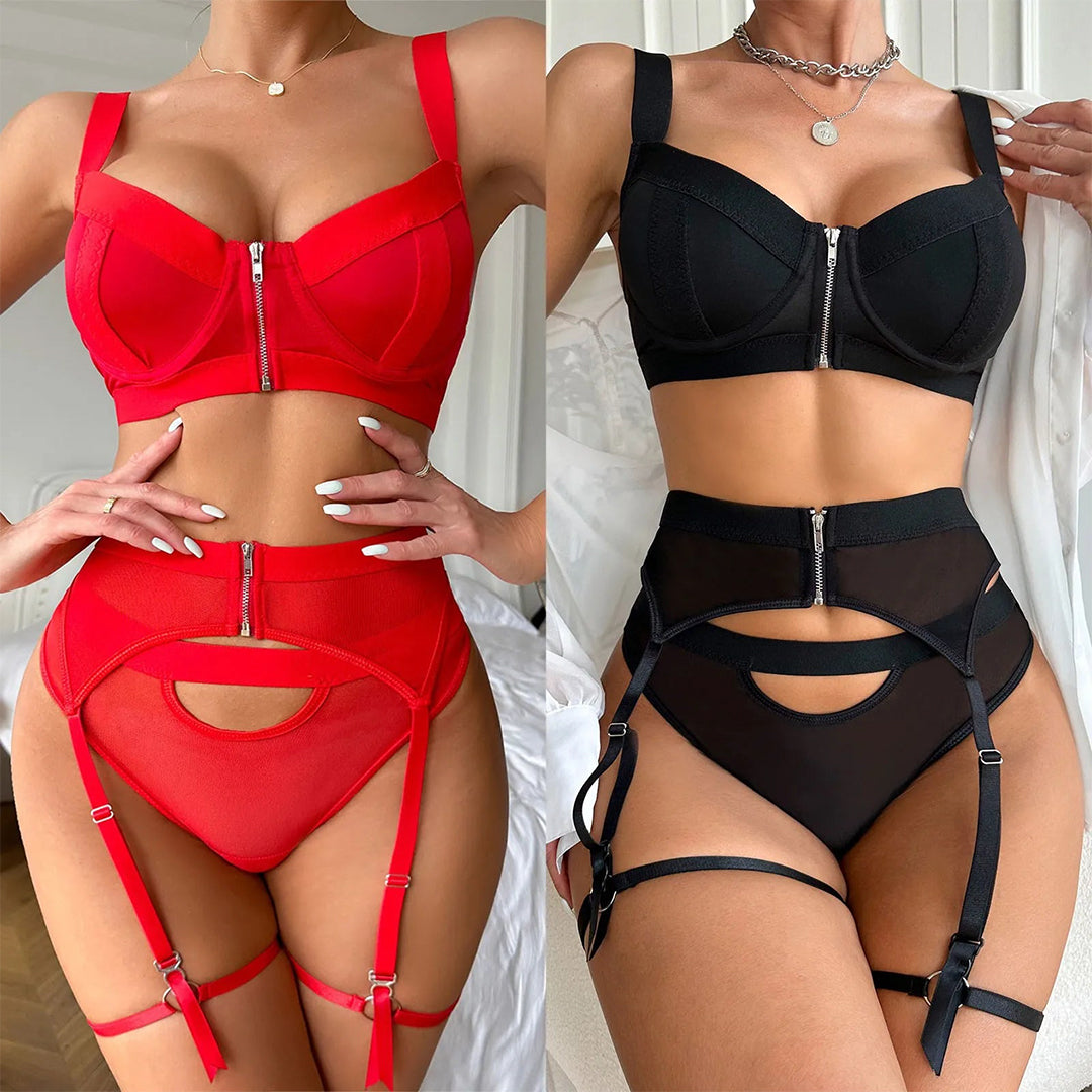 Sajiero Gothic Bandage Zipper Lingerie set