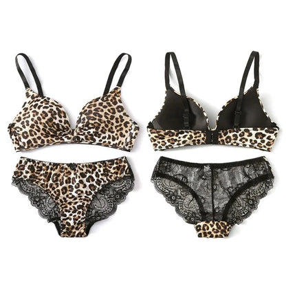 Sajiero Jaguar Print Padded Bra and Panty Set