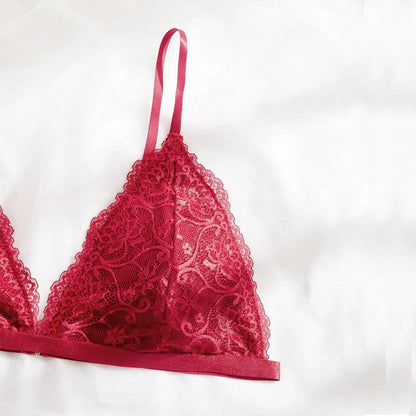 Sajiero Super Maroon Floral Embroidered Padded Bra and Panty Set