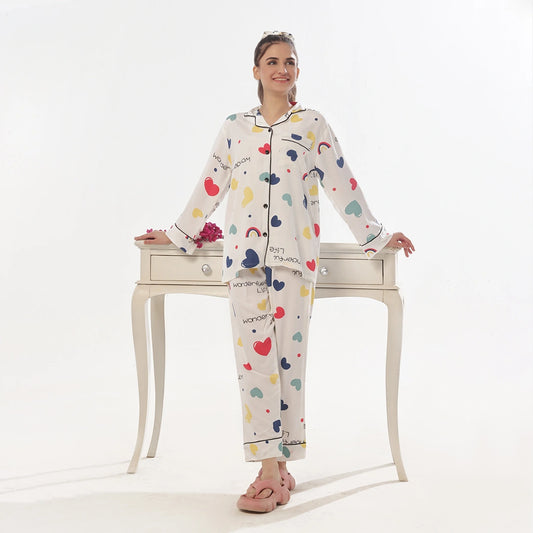 Sajiero Heartful Dreams Linen Pajama Suit