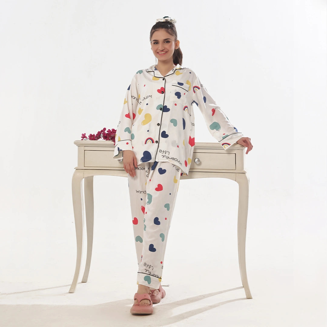 Sajiero Heartful Dreams Linen Pajama Suit