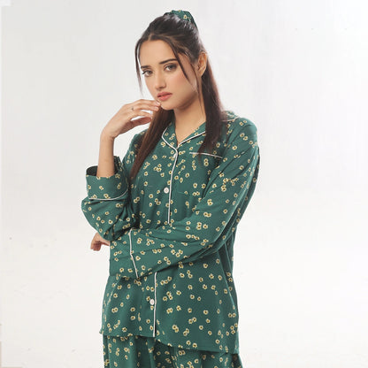 Sajiero Green Haven Linen Pajama Suit