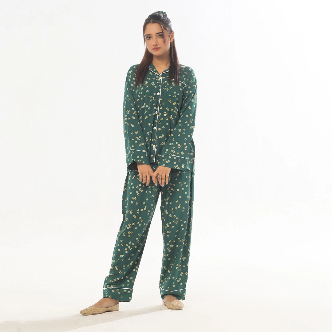 Sajiero Green Haven Linen Pajama Suit