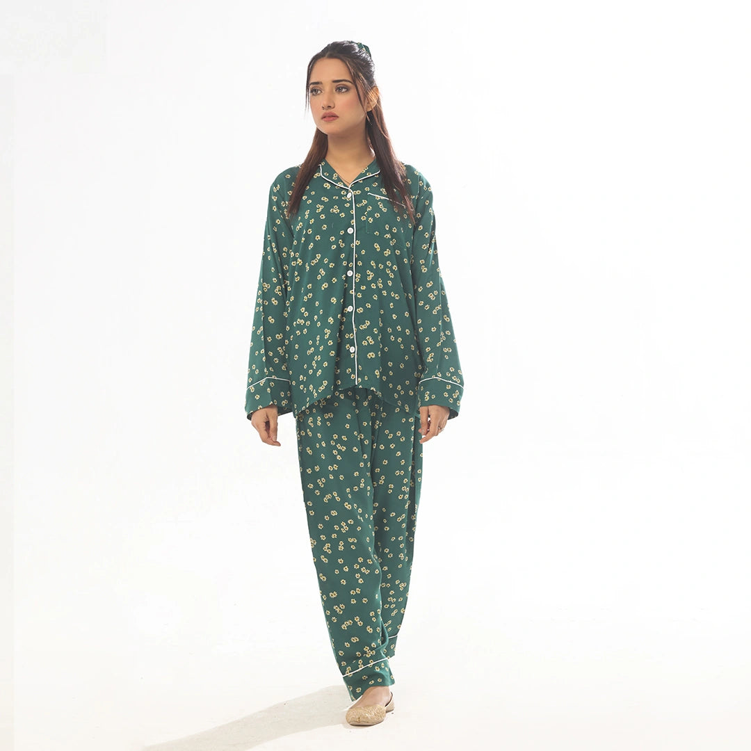 Sajiero Green Haven Linen Pajama Suit