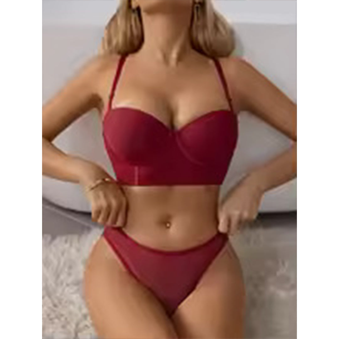 Sajiero Dark Pushup Bra and Panty Set