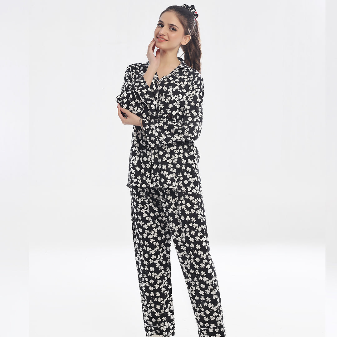 Sajiero Linen Pajama Suit - Clover Nights