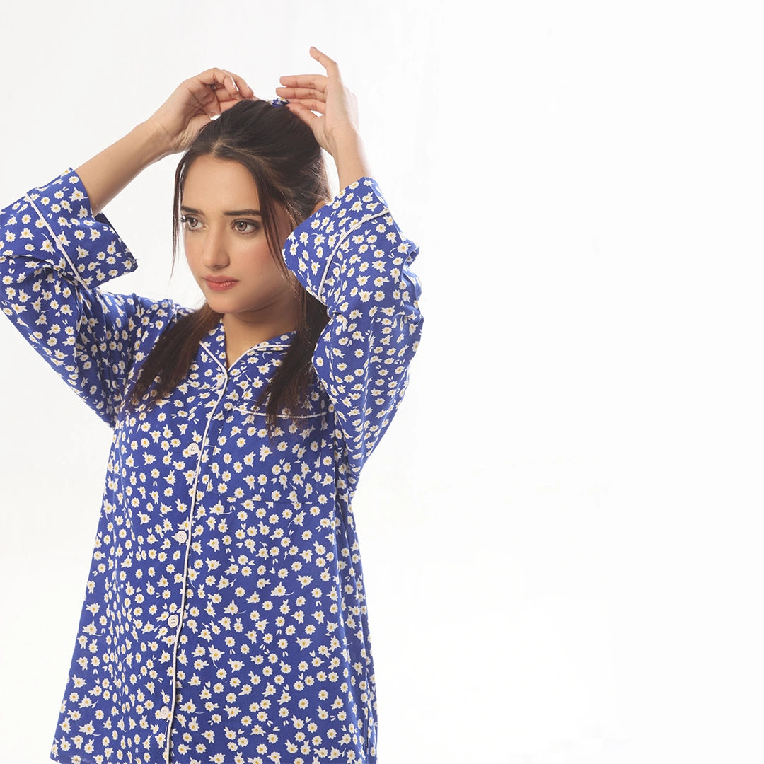 Sajiero Mat Daisy Linen Pajama Suit