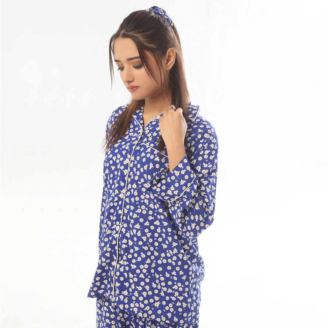 Sajiero Mat Daisy Linen Pajama Suit