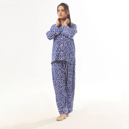 Sajiero Mat Daisy Linen Pajama Suit