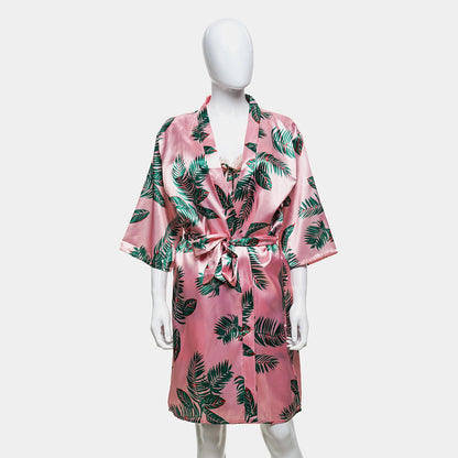 Sajiero Hawaiian Print Silk 2pcs Nightgown set