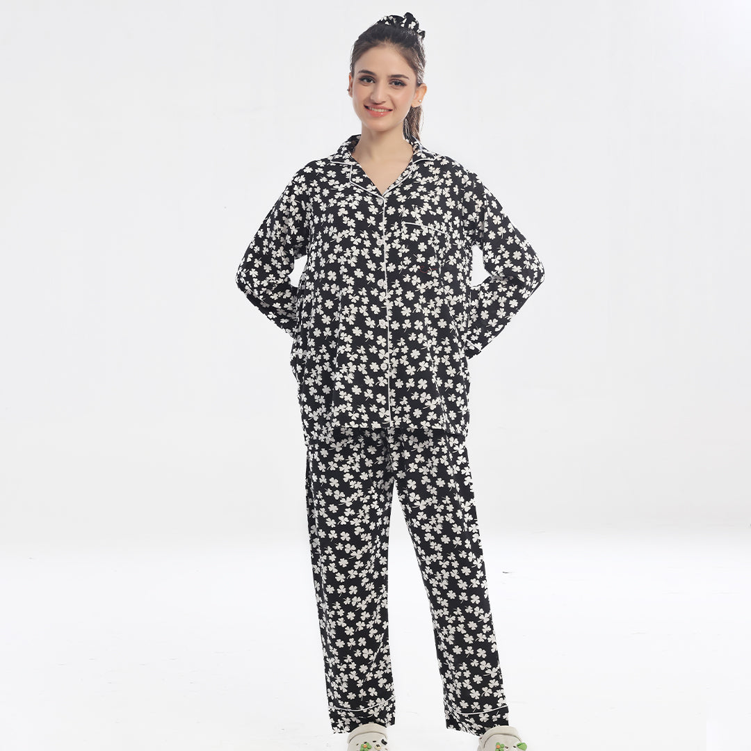 Sajiero Linen Pajama Suit - Clover Nights