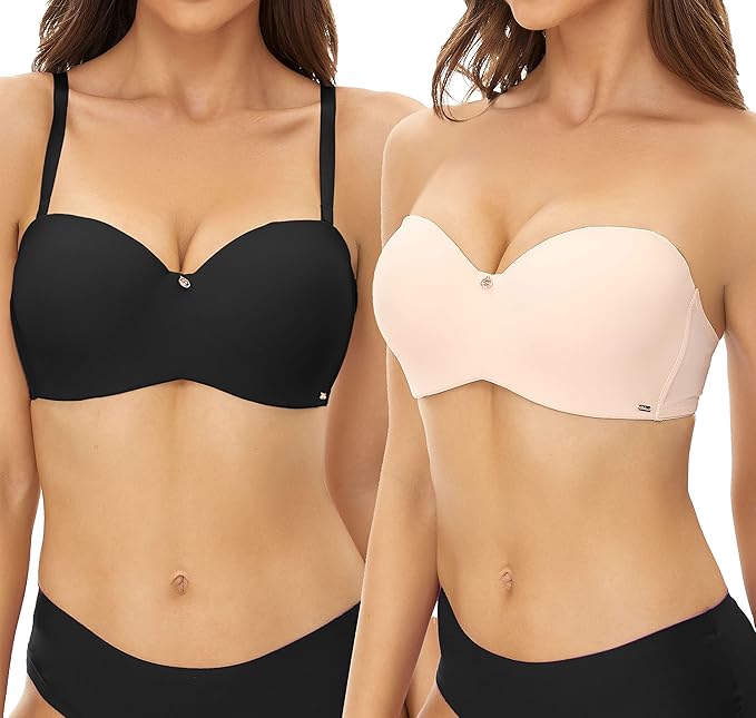 Sajiero Two way Strapless Removable Shoulder Strap Bra