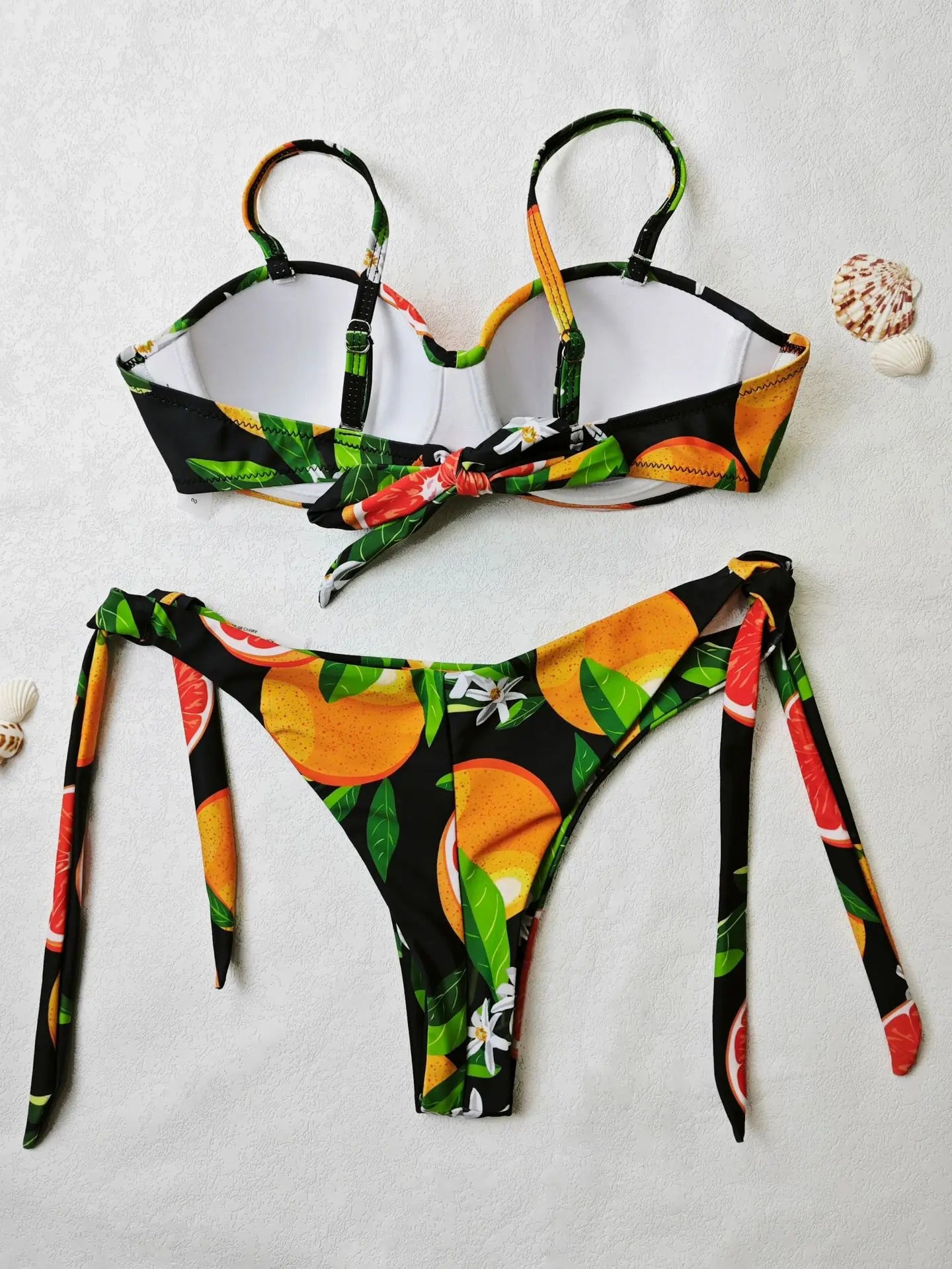 Imported  Leaf Fruit Print Pushup Thong Bikini set for women/Girls lowest prices in Pakistan at sajiero. 