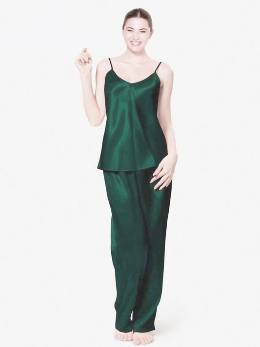 Sajiero Spice Ceder Strap Jumpsuit green  color silk jumpsuit for women summers jumpsuit